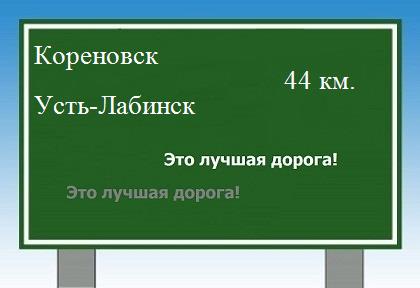 расстояние Кореновск    Усть-Лабинск как добраться