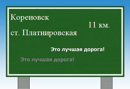 Сколько км от Кореновска до станицы Платнировской