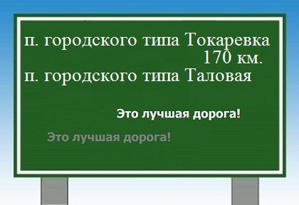 расстояние поселок городского типа Токаревка    поселок городского типа Таловая как добраться